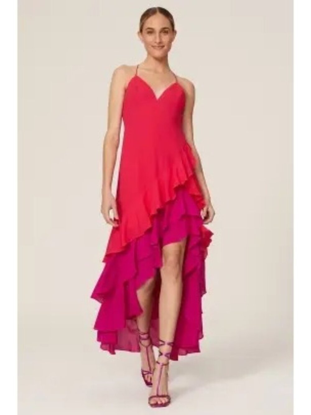 R-153. One33 Social Colorblock Ruffle Gown